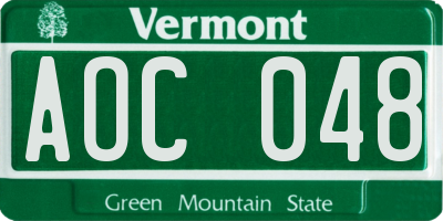 VT license plate AOC048