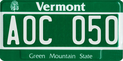 VT license plate AOC050