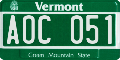 VT license plate AOC051