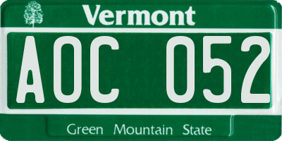 VT license plate AOC052