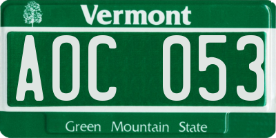 VT license plate AOC053