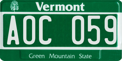 VT license plate AOC059