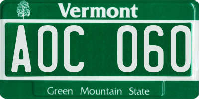 VT license plate AOC060