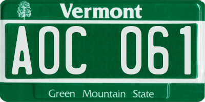 VT license plate AOC061