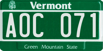 VT license plate AOC071