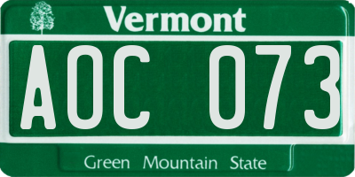 VT license plate AOC073