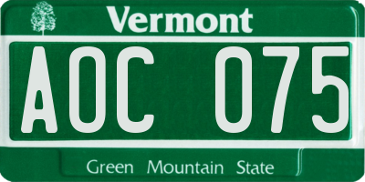 VT license plate AOC075