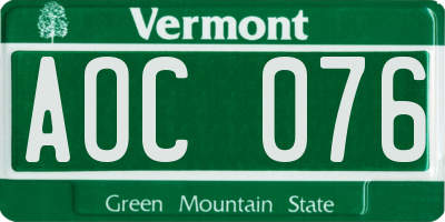 VT license plate AOC076