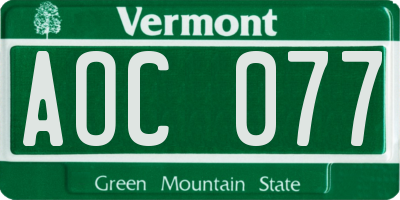 VT license plate AOC077