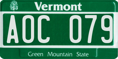 VT license plate AOC079
