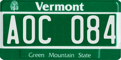 VT license plate AOC084