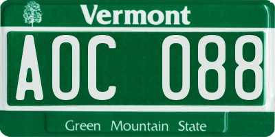 VT license plate AOC088