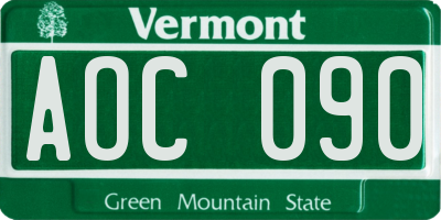 VT license plate AOC090
