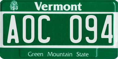 VT license plate AOC094