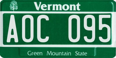 VT license plate AOC095