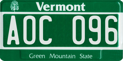 VT license plate AOC096