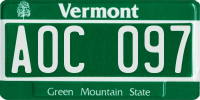 VT license plate AOC097