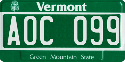 VT license plate AOC099