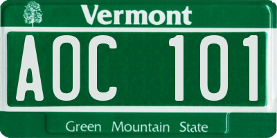VT license plate AOC101