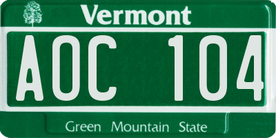 VT license plate AOC104