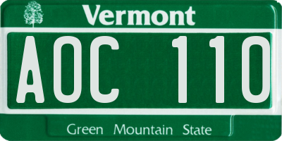 VT license plate AOC110