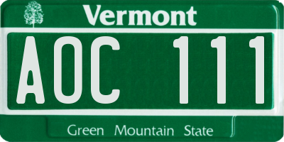 VT license plate AOC111