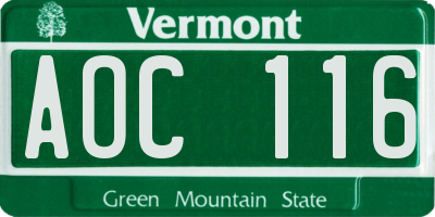 VT license plate AOC116