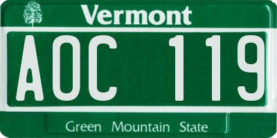 VT license plate AOC119