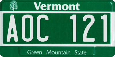 VT license plate AOC121