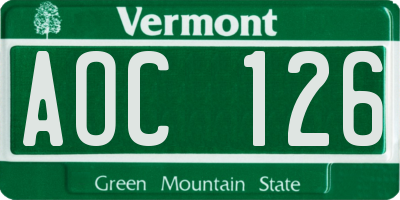 VT license plate AOC126