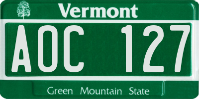 VT license plate AOC127