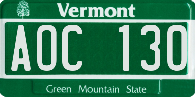 VT license plate AOC130