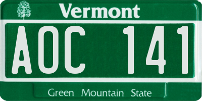 VT license plate AOC141