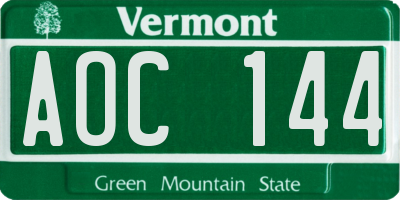 VT license plate AOC144