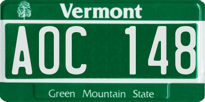VT license plate AOC148