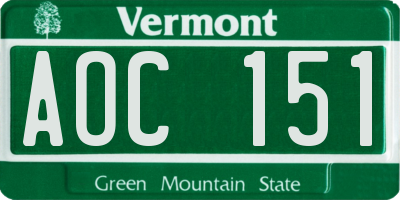 VT license plate AOC151