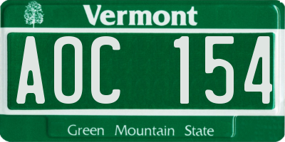 VT license plate AOC154