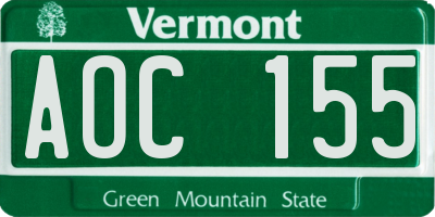 VT license plate AOC155