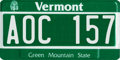 VT license plate AOC157