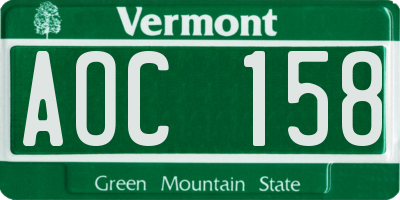 VT license plate AOC158