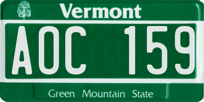 VT license plate AOC159