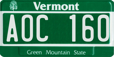 VT license plate AOC160