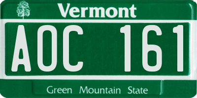 VT license plate AOC161