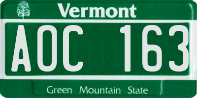 VT license plate AOC163