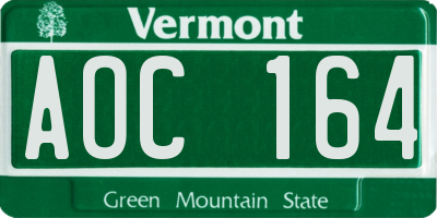 VT license plate AOC164