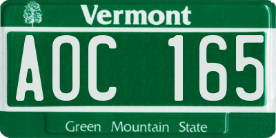 VT license plate AOC165