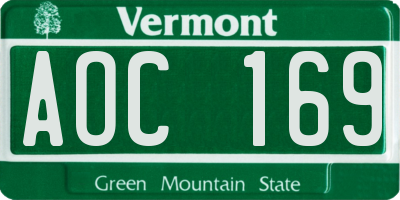 VT license plate AOC169
