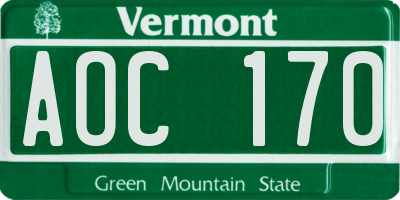 VT license plate AOC170