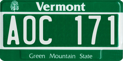 VT license plate AOC171