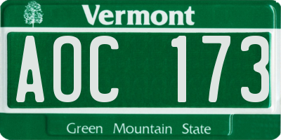 VT license plate AOC173